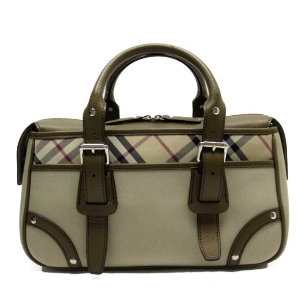 h24808a Burberry Check Canvas Leather Handbag Beige Brown