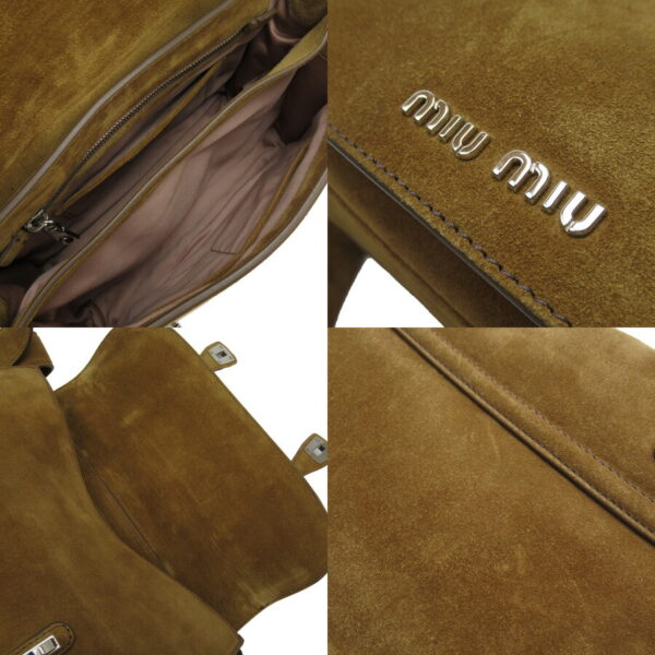 h24835a 2 Miu Miu Suede Crossbody Shoulder Bag Brown