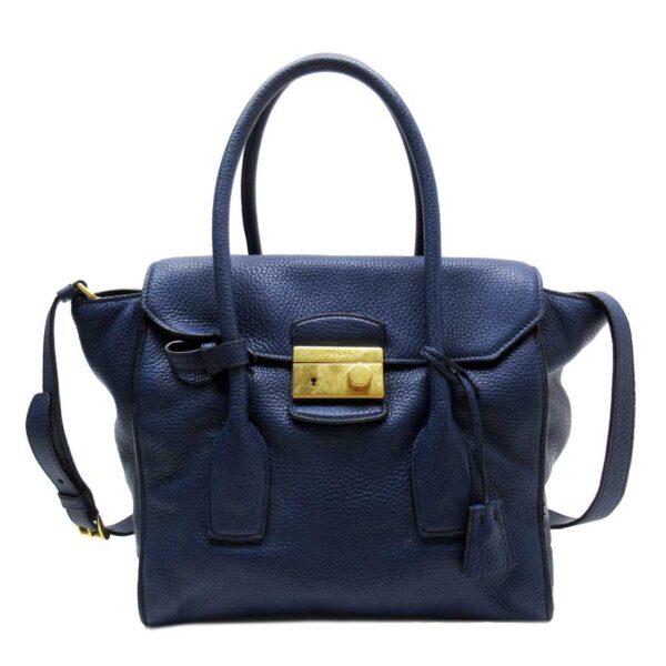 h24878a Prada Leather 2Way Bag Blue