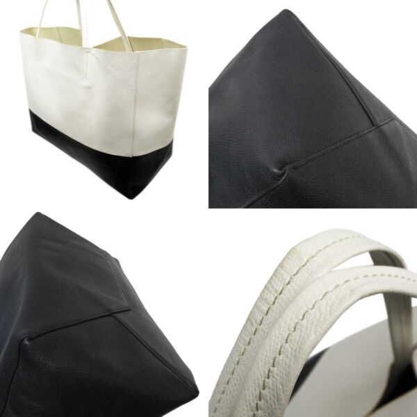 h24881 1 Celine Cabas Tote Bag Leather White Black