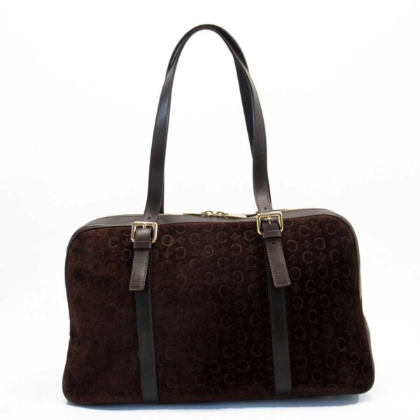 h24918a Celine Shoulder Bag Leather Suede Brown