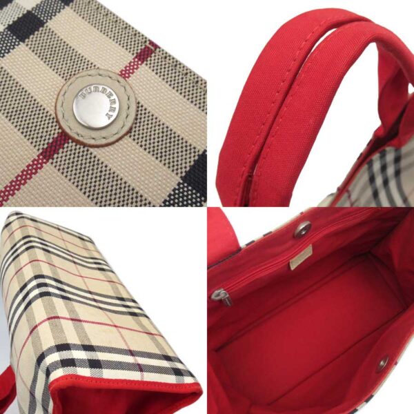 h24922a 1 Burberry Nova Check Canvas Tote Bag Beige Red