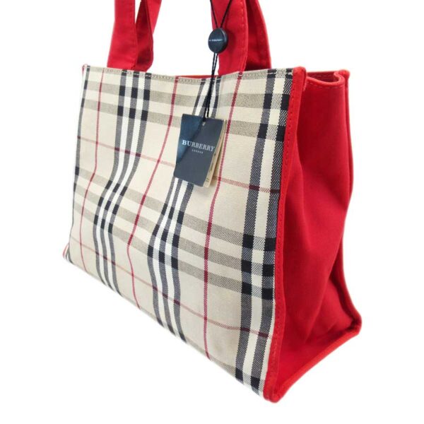 h24922a 2 Burberry Nova Check Canvas Tote Bag Beige Red