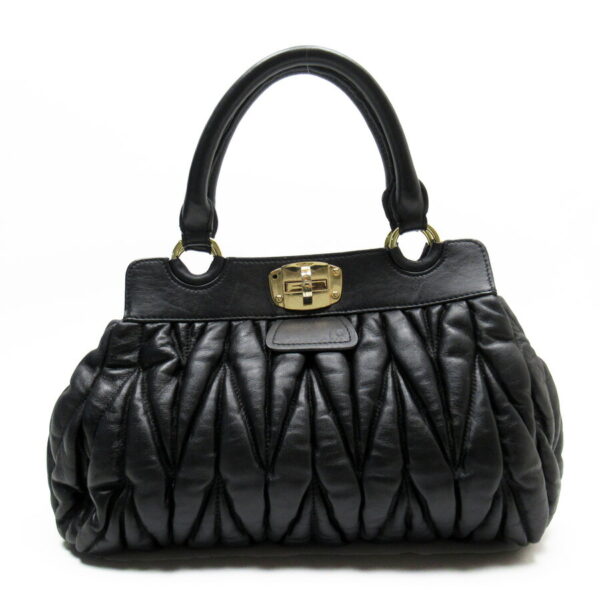 h24947a Miu Miu Handbag Matelasse Leather Black