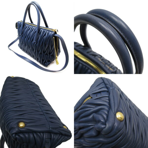 h24950 1 Miu Miu Handbag Crossbody Shoulder Bag 2Way Bag Matelasse Leather Navy