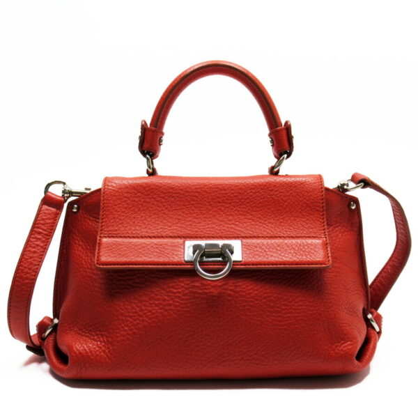 h24954e Salvatore Ferragamo Gancini Leather 2Way Bag Red