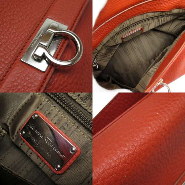 h24954e 2 Salvatore Ferragamo Gancini Leather 2Way Bag Red