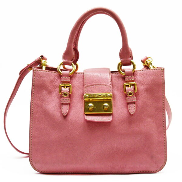 h25030a Miu Miu Handbag Crossbody Shoulder Bag 2Way Bag Leather Pink