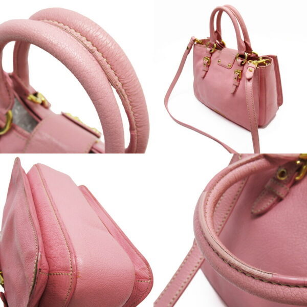 h25030a 1 Miu Miu Handbag Crossbody Shoulder Bag 2Way Bag Leather Pink