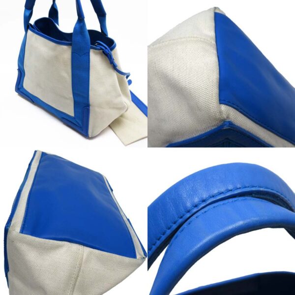 h25054a 1 Balenciaga Canvas Leather Tote Bag White Blue