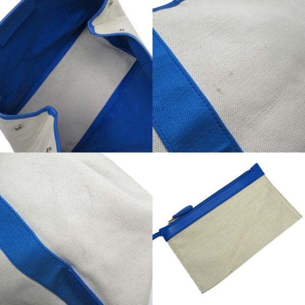 h25054a 2 Balenciaga Canvas Leather Tote Bag White Blue