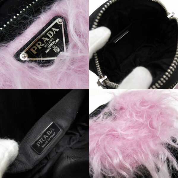 h25082a 2 Prada Nylon Leather Fur Multi Case Pouch Black Pink