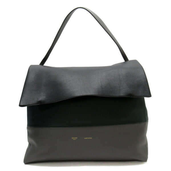 h25159a Celine All Soft Shoulder Bag Leather Gray Green Black