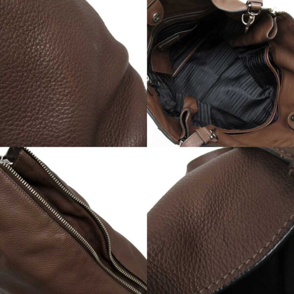 h26346a 2 Prada Leather 2Way Bag Brown