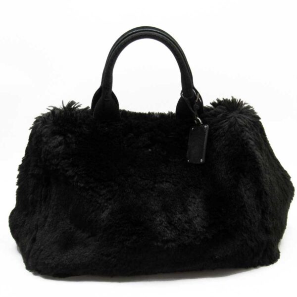 h26352a Prada Triangle Fur Suede Handbag Black