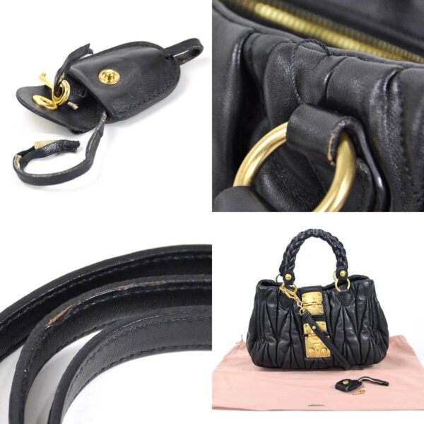 h26416f 2 Miu Miu Handbag Shoulder Bag 2Way Bag Matelasse Leather Black