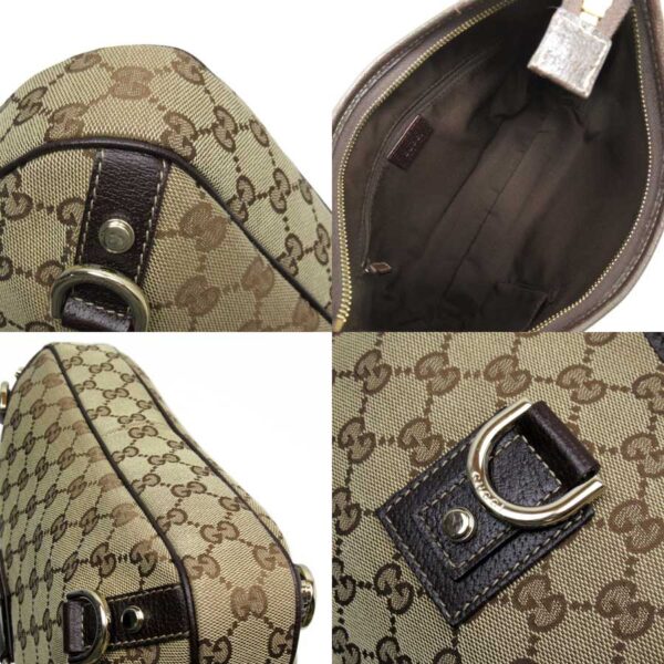 h26417e 2 Gucci GG Shoulder Bag Canvas Leather Beige Brown