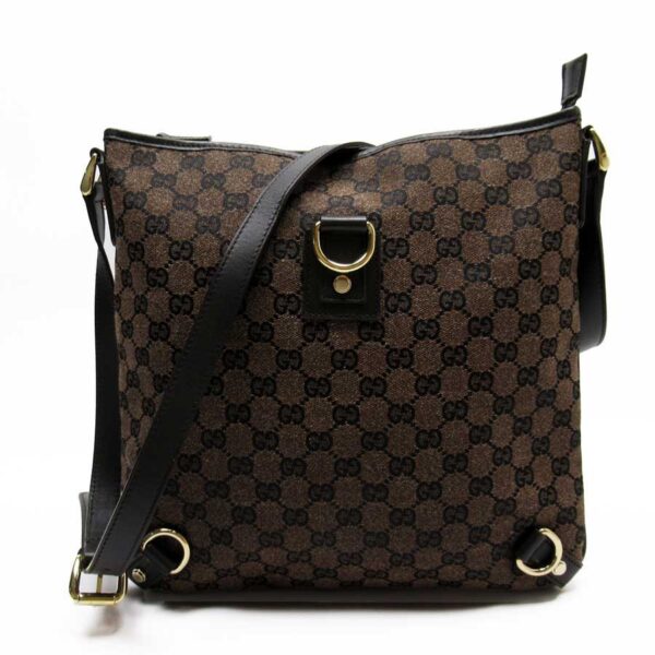 h26429e Gucci GG Crossbody Shoulder Bag Canvas Leather Brown