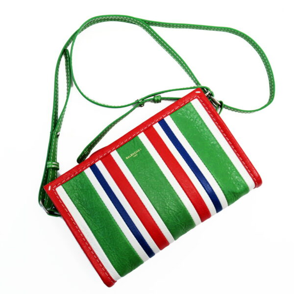 h26465f Balenciaga Leather Pochette Green Red White Blue