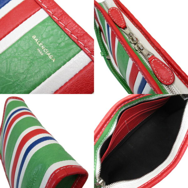 h26465f 1 Balenciaga Leather Pochette Green Red White Blue