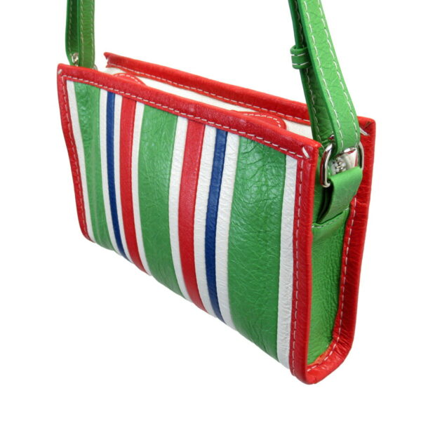 h26465f 2 Balenciaga Leather Pochette Green Red White Blue