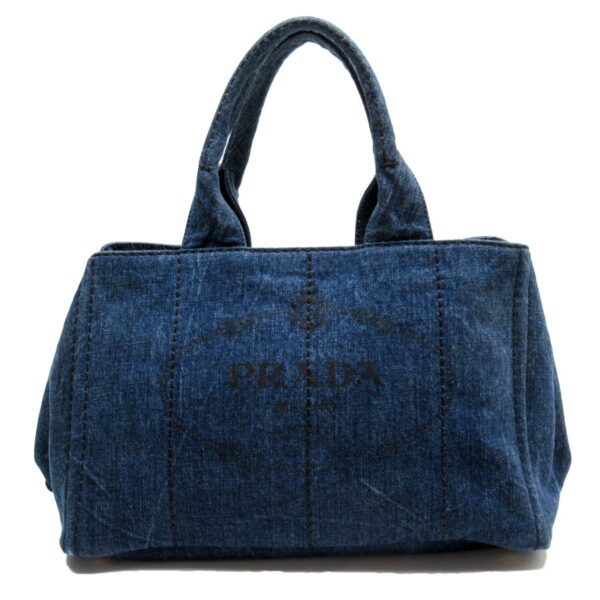 h26698a Prada Denim Canvas Tote Bag Blue