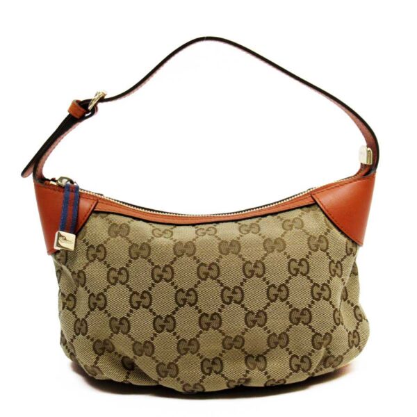 h26843f Gucci GG Mini Handbag Canvas Leather Brown