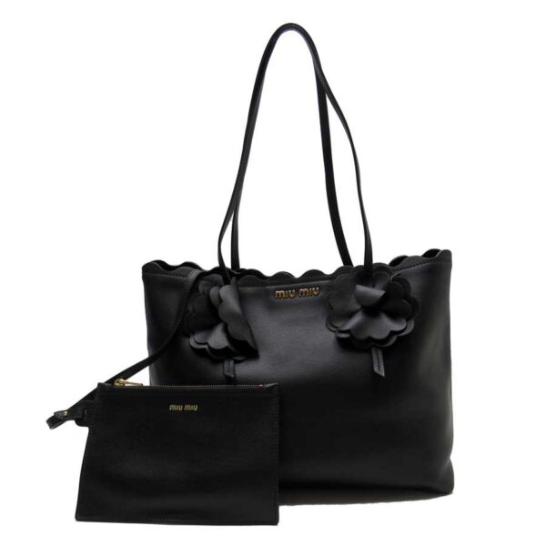 h26991a Miu Miu Shoulder Bag Tote Bag Leather Black