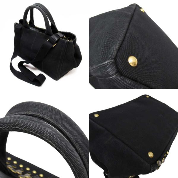 h27030f 1 Prada Canvas Rhinestone 2Way Bag Black Clear