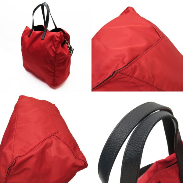 h27103f 1 Prada Triangle Nylon Leather 2Way Bag Red Black