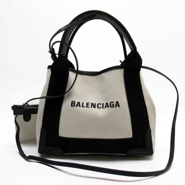 h27365f Balenciaga Canvas Leather 2Way Bag White Black