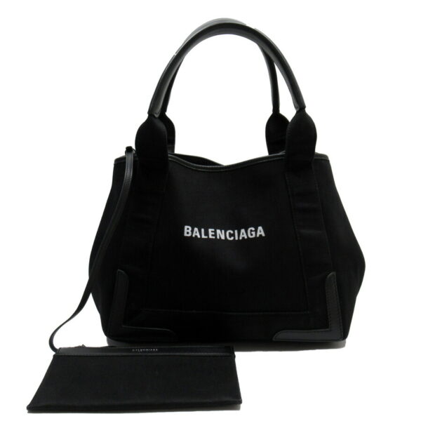 h27795a Balenciaga Canvas Leather Tote Bag Blue Black