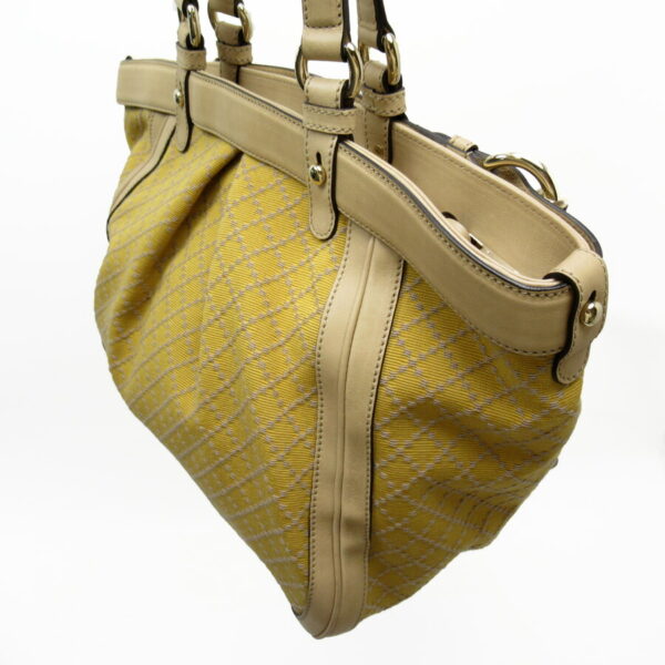 h27916a 1 Gucci Bamboo Handbag Canvas Beige Yellow