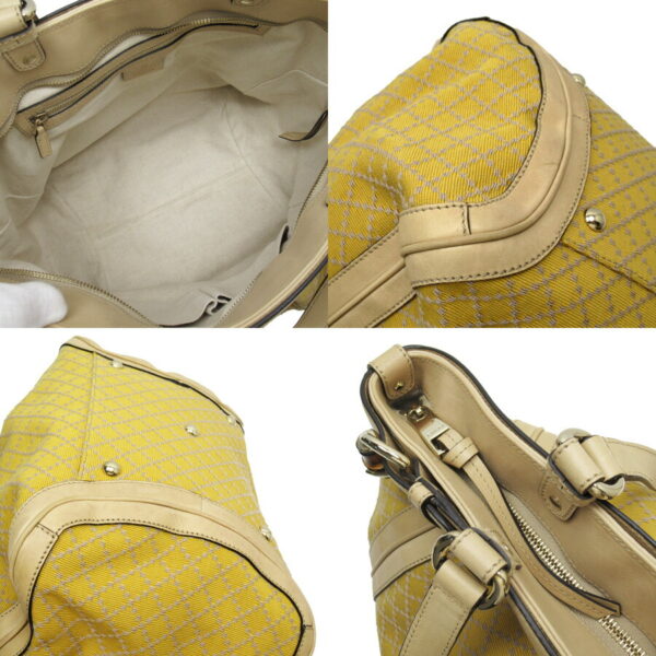 h27916a 4 Gucci Bamboo Handbag Canvas Beige Yellow