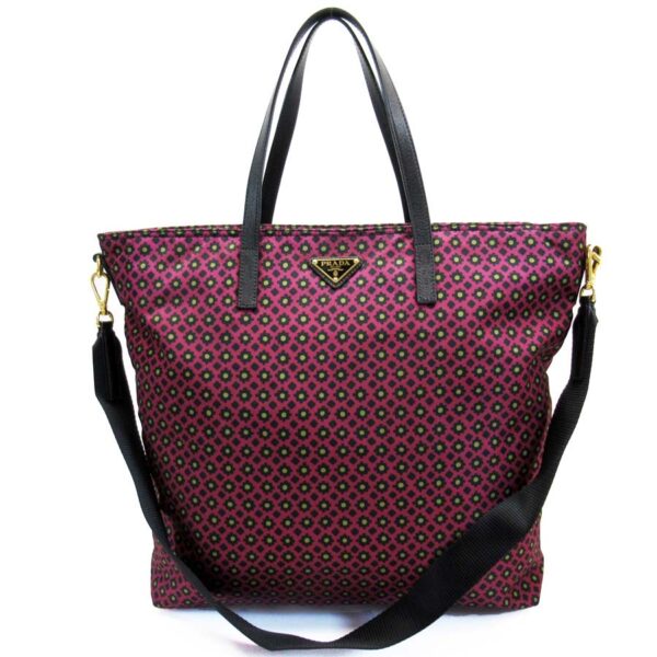 h27960f Prada Triangle Nylon Leather 2Way Bag Purple Black