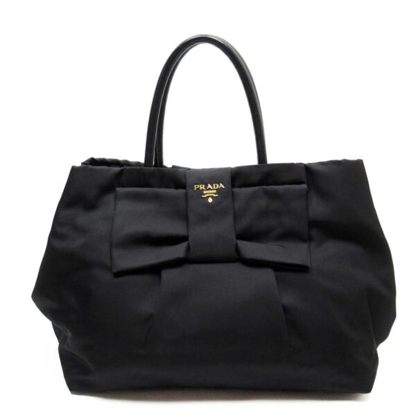 h27995a Prada Nylon Leather Tote Bag Black