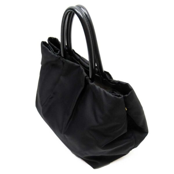 h27995a 1 Prada Nylon Leather Tote Bag Black