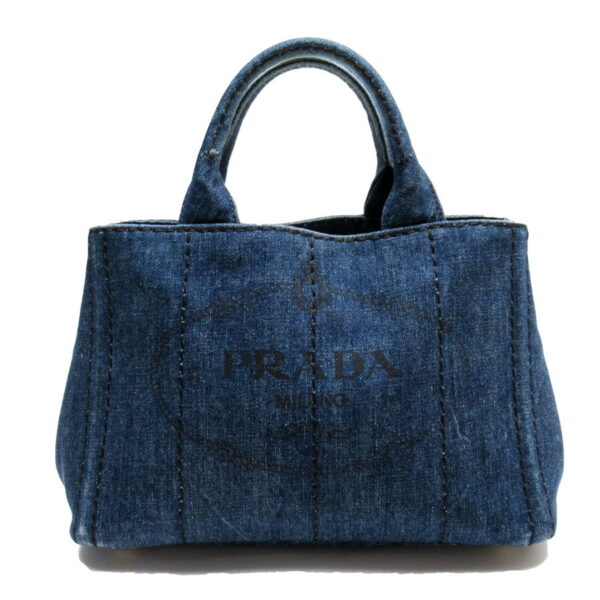 h28035a Prada Denim Canvas Tote Bag Indigo Blue