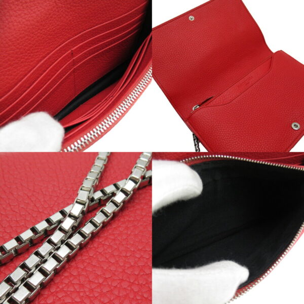 h28045a 5 Balenciaga Leather Chain Wallet Red