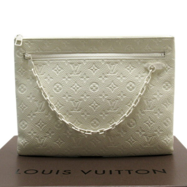 h28095a Louis Vuitton Clutch Bag Taurillon Monogram Pochette A4 White Leather