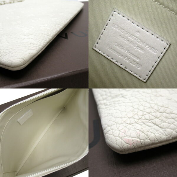 h28095a 4 Louis Vuitton Clutch Bag Taurillon Monogram Pochette A4 White Leather