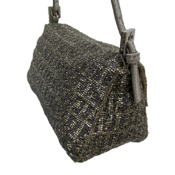 h28134a 1 Fendi Mamma Bucket Shoulder Bag Wool Satin Gray