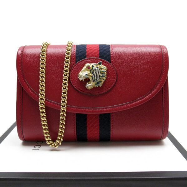 h28218a Gucci Rajah Tiger Head 2Way Bag Leather Red