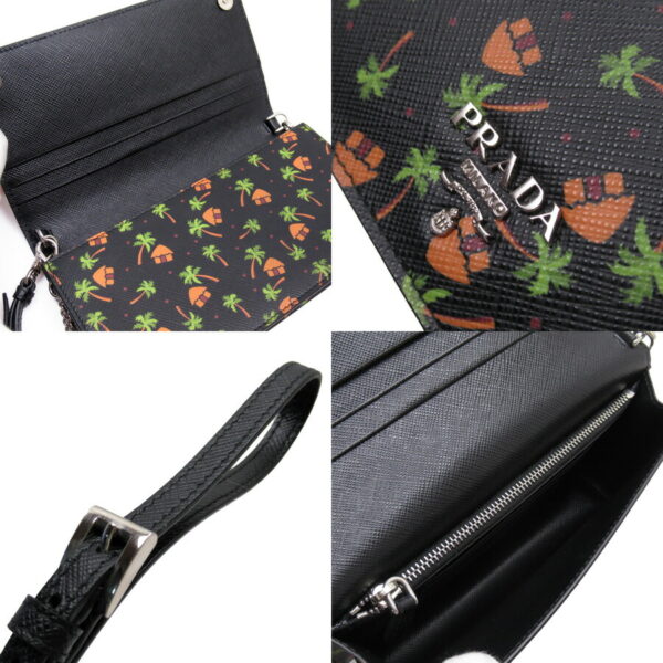 h28241f 4 Prada Saffiano Leather 2Way Clutch Bag Black Green Orange