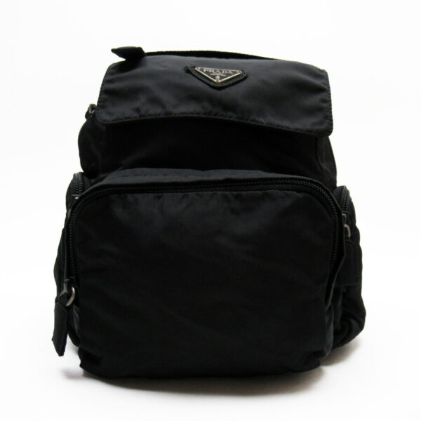 h28260a Prada Triangle Nylon Backpack Black