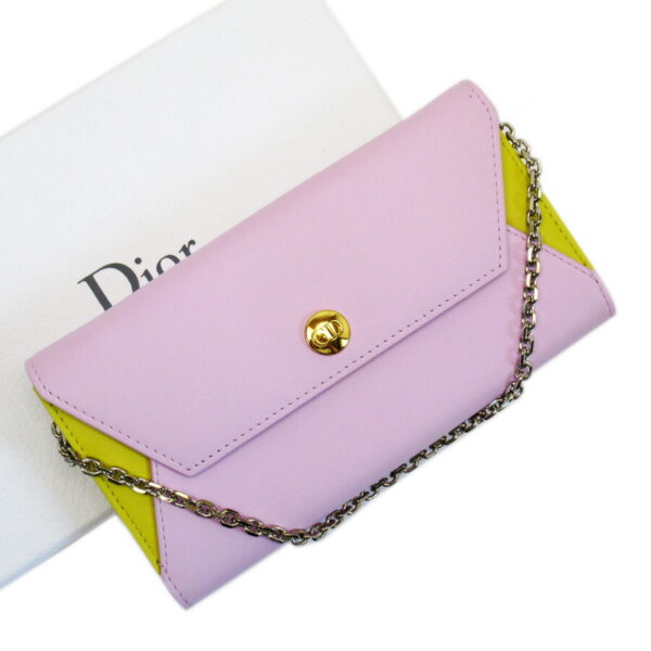 h28296f Christian Dior Chain Wallet Long Wallet Pink