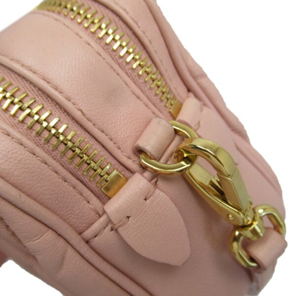 h28331f 3 Miu Miu Crossbody Shoulder Bag Clutch Bag Matelasse Leather Pink