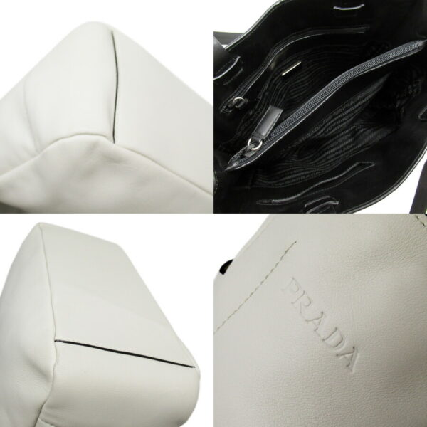 h28359a 4 Prada Leather Shoulder Bag White Black