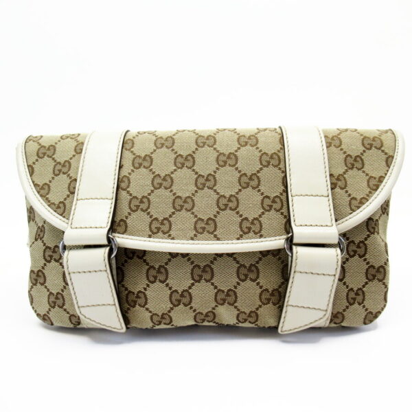 h28400a Gucci Waist Pouch GG Canvas Beige Ivory