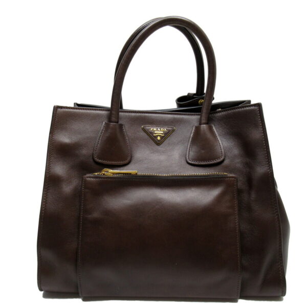 h28582a Prada Leather 2Way Bag Brown